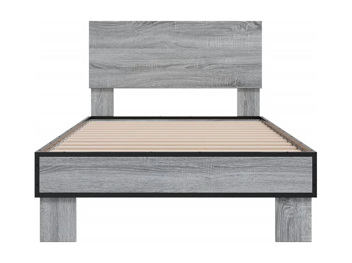 Cama derivados de madeira e metal cinzento sonoma PT633232