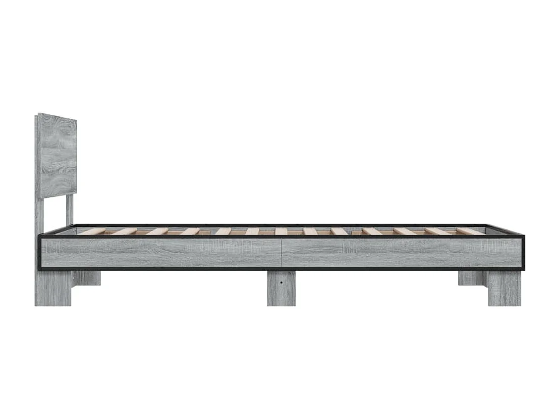 Cama derivados de madeira e metal cinzento sonoma PT633232
