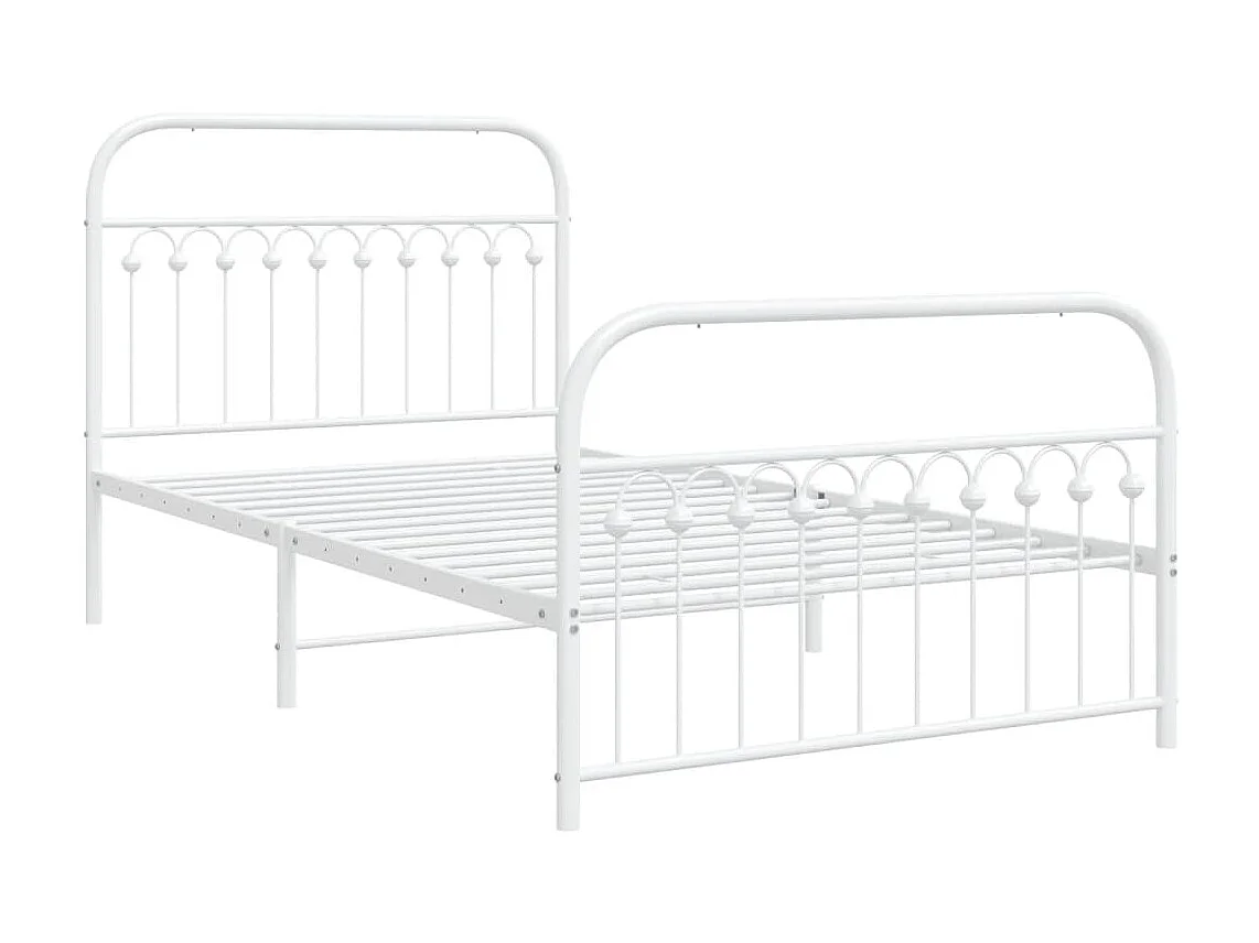 Cama com cabeceira e pés 107x203 cm metal branco PT952998