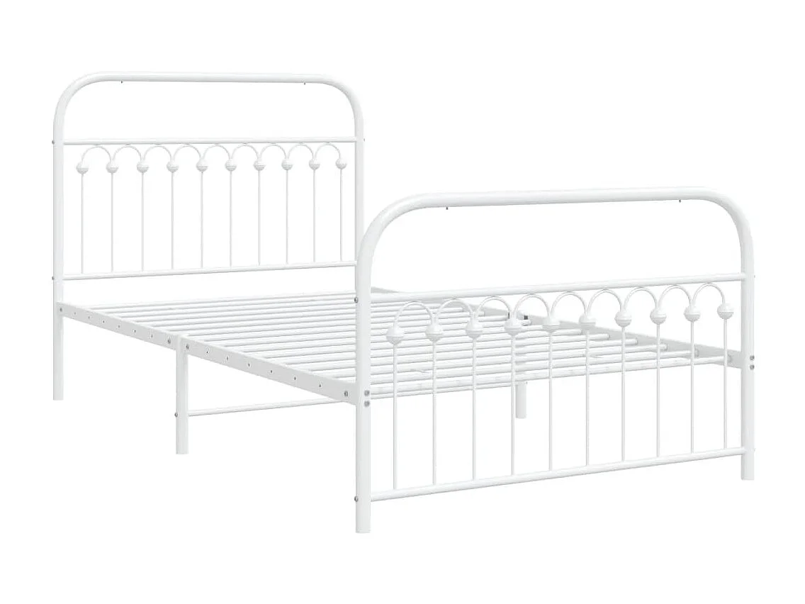 Cama com cabeceira e pés 107x203 cm metal branco PT952998