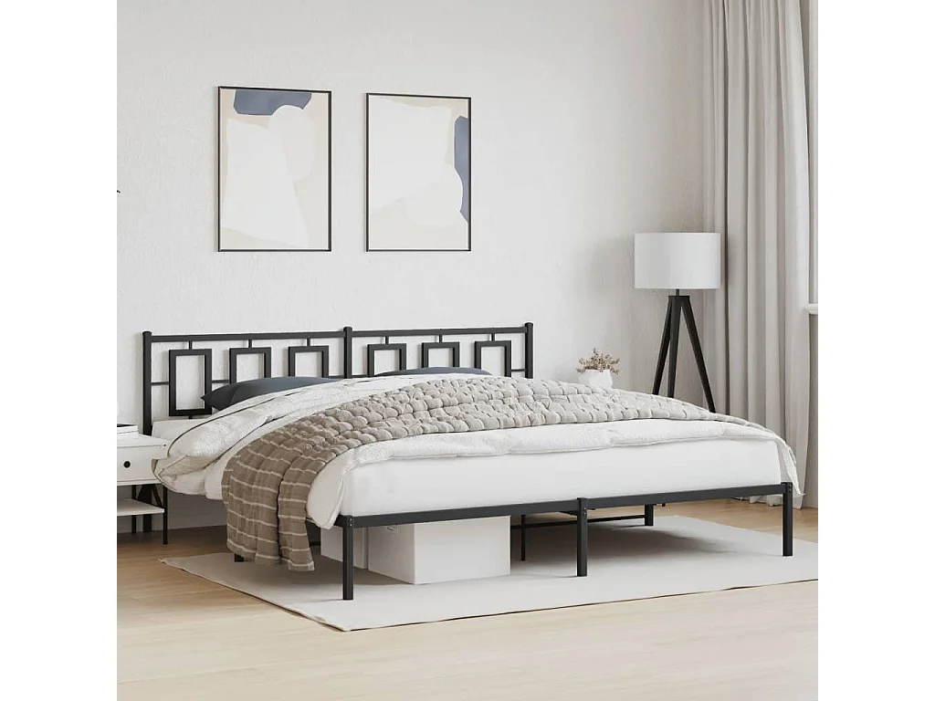 Bedframe met hoofdbord metaal zwart 193x203 cm BE793963