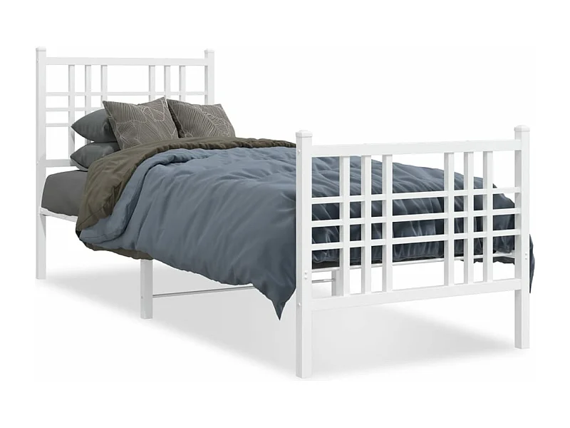 Cama com cabeceira e pés 75x190 cm metal branco PT885942