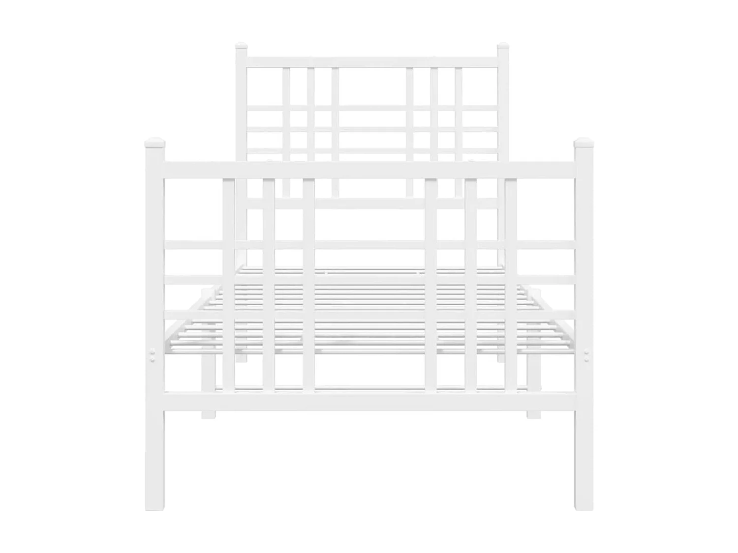 Lit simple métal + tête de lit/pied de lit blanc 75x190 cm FR12902