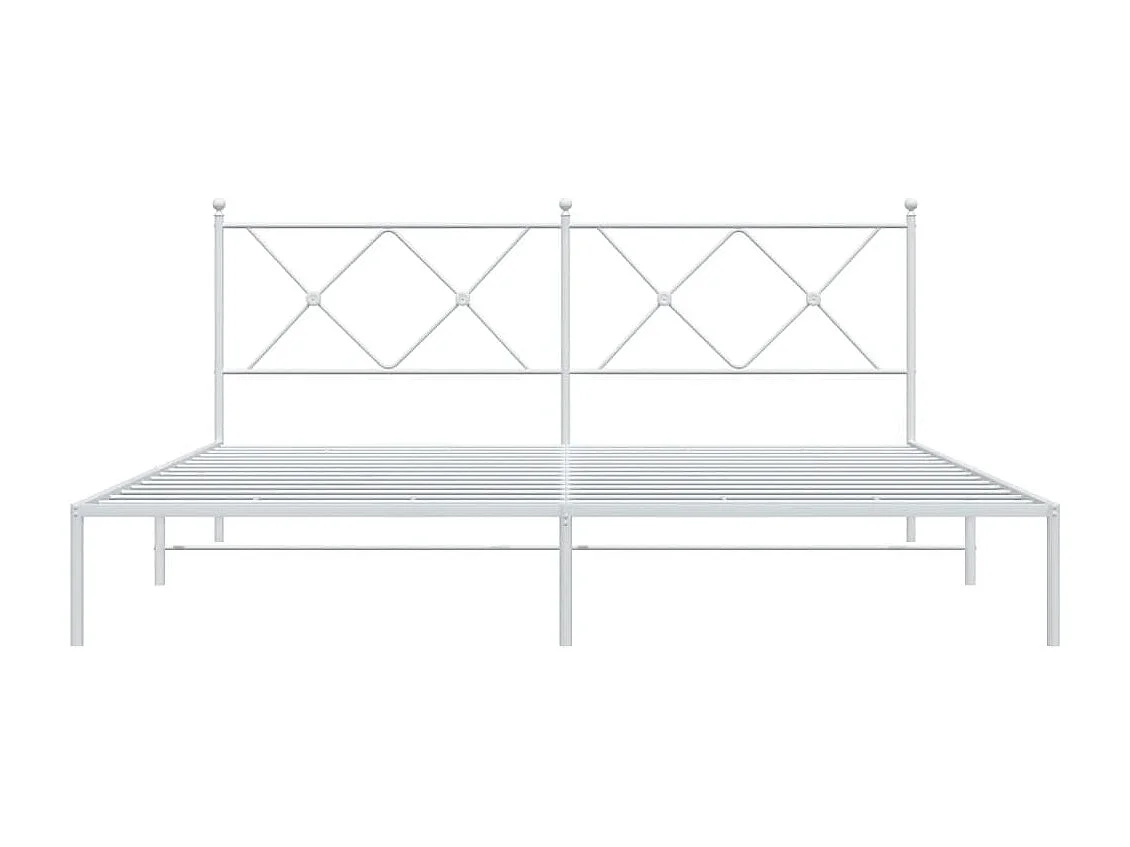 Lit double métal + tête de lit blanc 183x213 cm FR30778