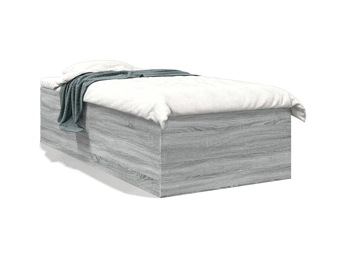 Lit simple sonoma gris 75x190 cm bois d'ingénierie FR35433