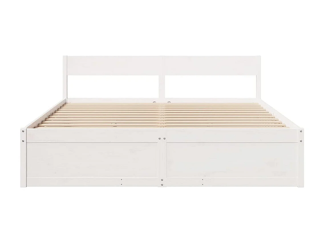 Lit double avec tiroirs blanc 180x200 cm bois de pin massif FR91275