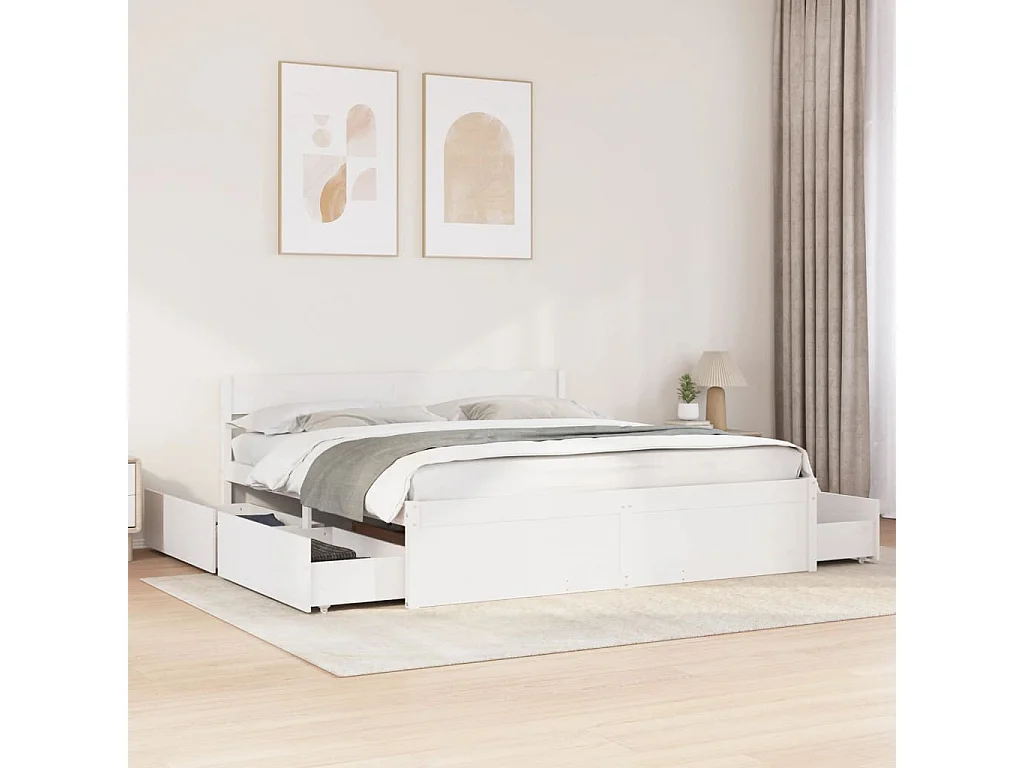 Bedframe zonder matras massief grenenhout wit 180x200 cm BE479852