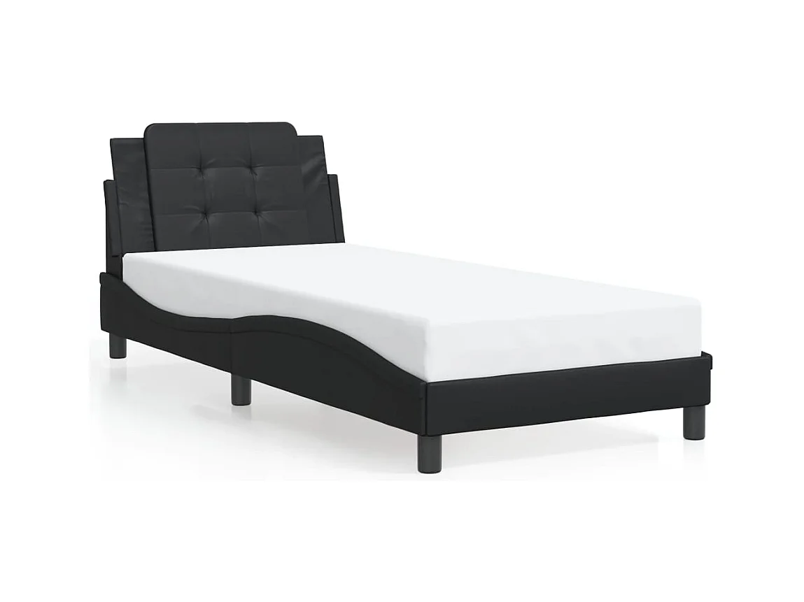 Lit simple avec lumières LED noir 90x200 cm similicuir FR36072
