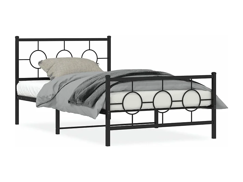Cama com cabeceira e pés 107x203 cm metal preto PT620993
