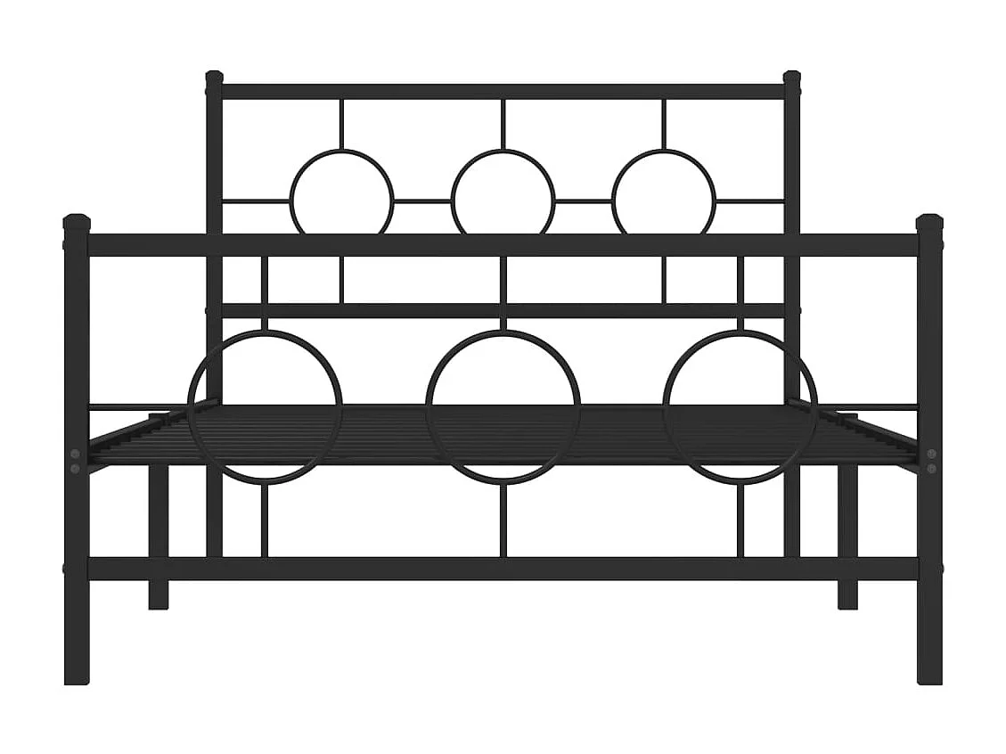 Lit simple métal + tête de lit/pied de lit noir 107x203 cm FR38242