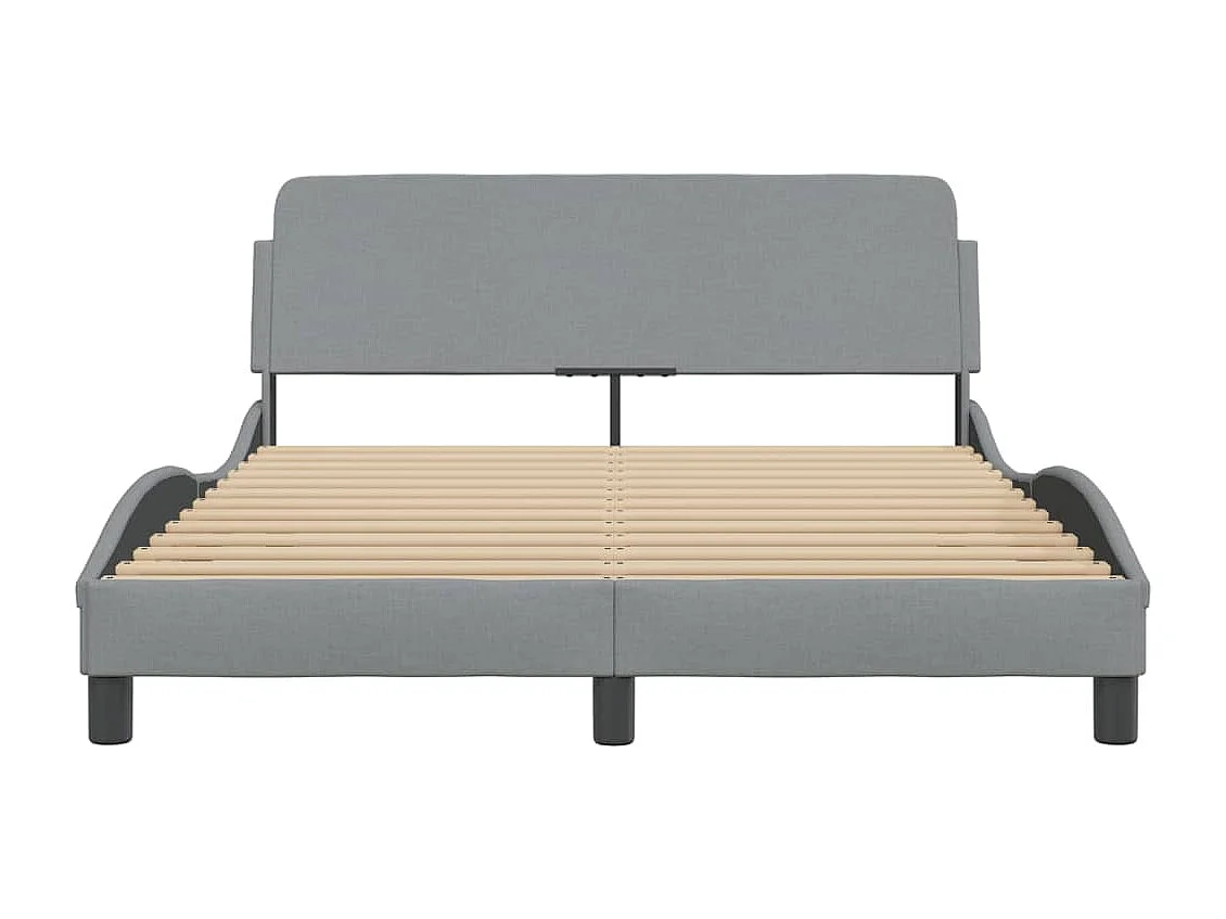 Cama matrimonial- 120x200 cm con cabecero de tela gris claro ES593138