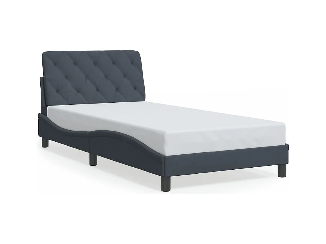 Lit simple avec lumières LED gris foncé 100x200 cm velours FR79216