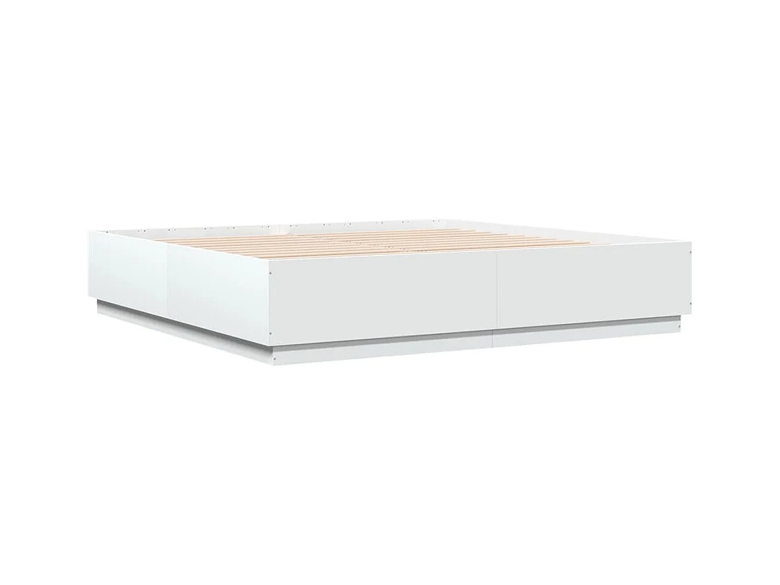 Lit double avec lumières LED blanc 180x200 cm bois ingénierie FR42006