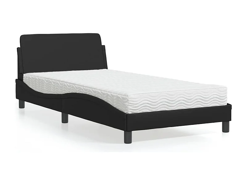 Cama com colchão 100x200 cm couro artificial preto PT357789