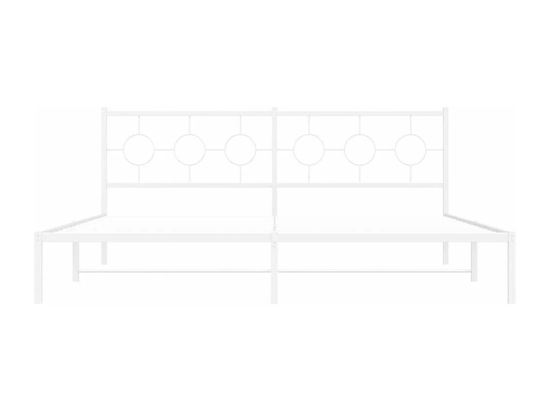 Lit double métal + tête de lit blanc 200x200 cm FR75468