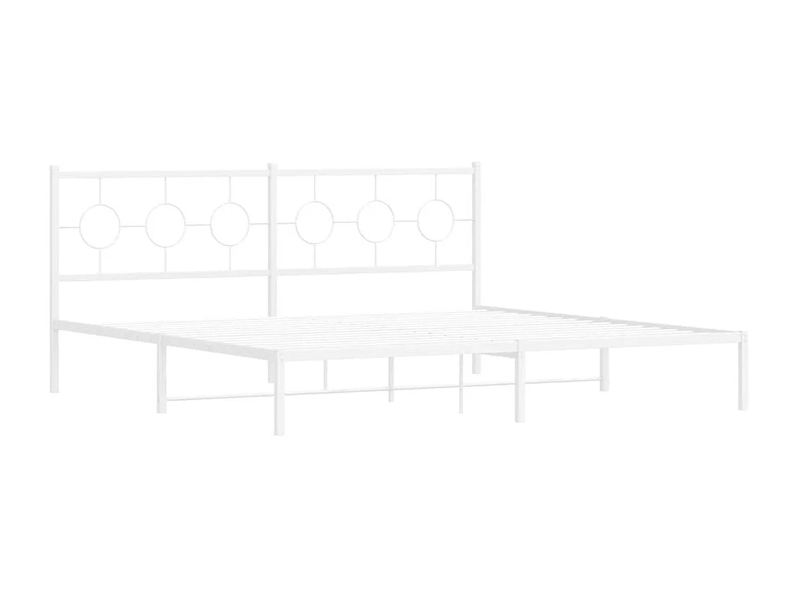 Lit double métal + tête de lit blanc 200x200 cm FR75468