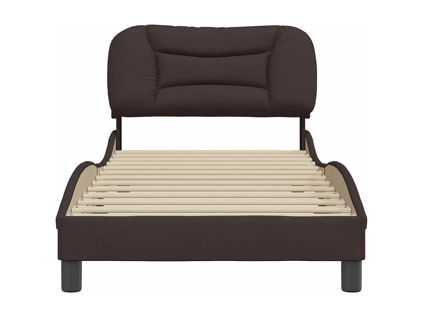 Lit simple + tête de lit Marron foncé 80x200 cm Tissu FR86238