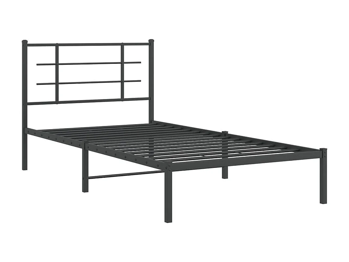 Bedframe met hoofdbord metaal zwart 107x203 cm BE978077