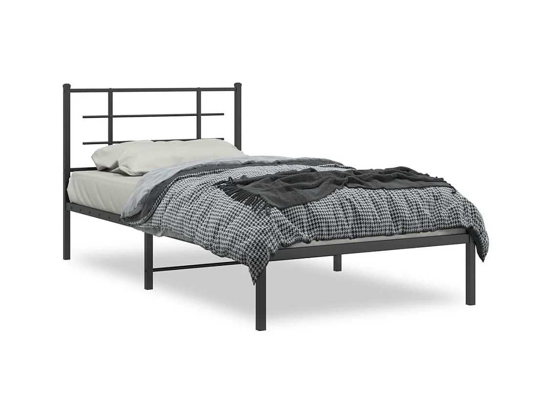 Cama individual- 107x203 cm con cabecero metal negro ES814980