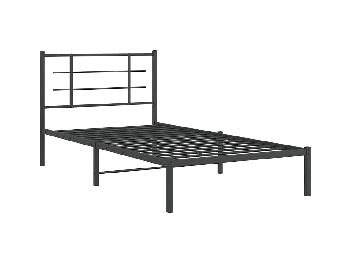 Cama individual- 107x203 cm con cabecero metal negro ES814980
