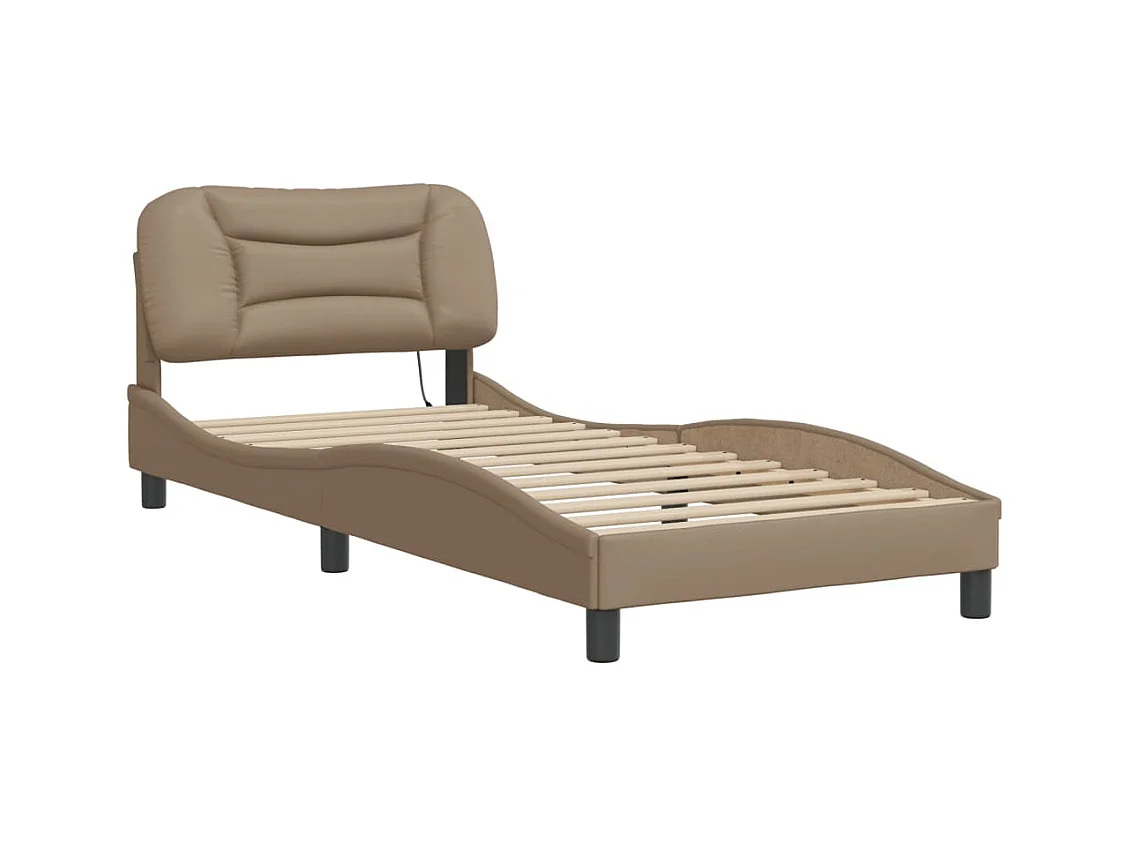 Lit simple avec lumières LED cappuccino 90x190 cm similicuir FR55866