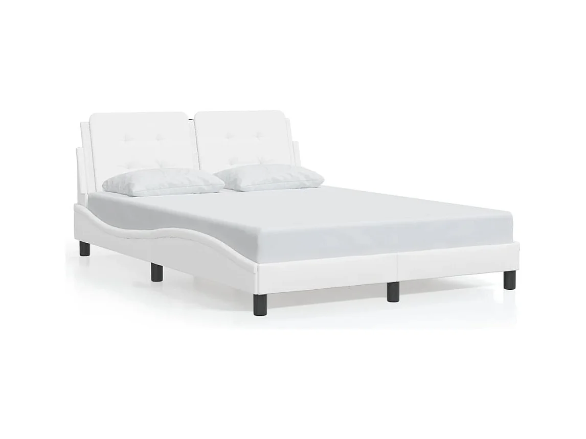 Lit double avec lumières LED blanc 140x200 cm similicuir FR78086