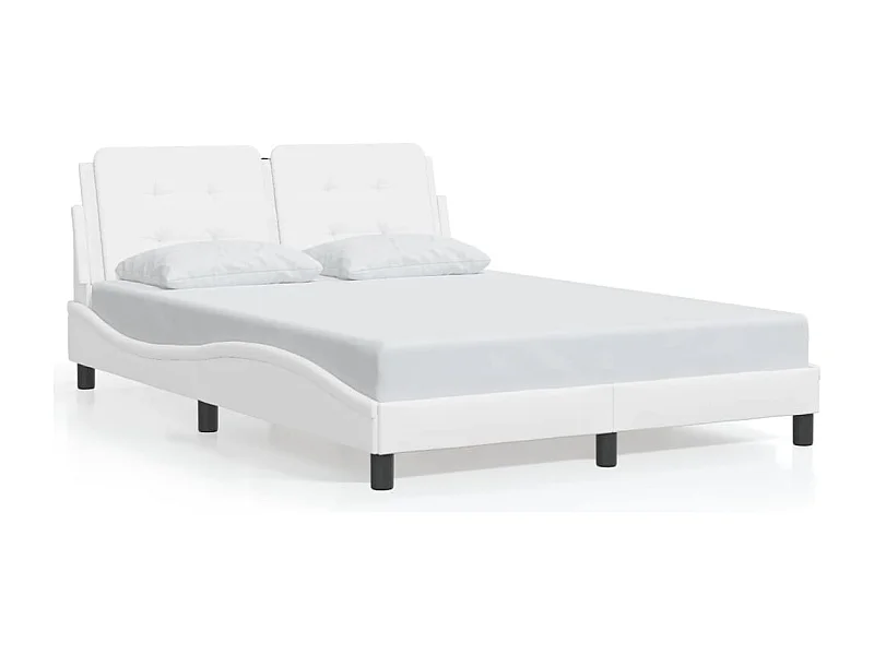 Bedframe met LED-verlichting kunstleer wit 140x200 cm BE735076