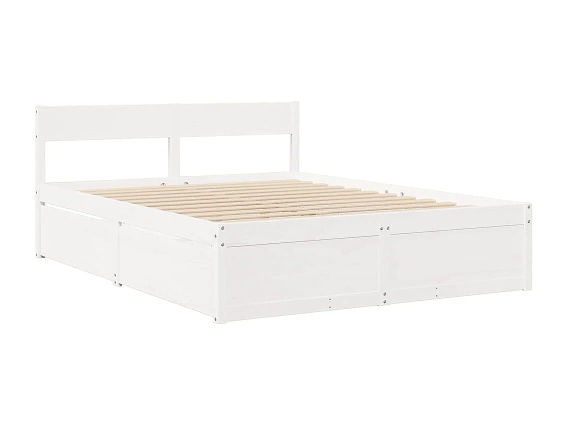 Cama c/ gavetas 150x200 cm pinho maciço branco PT347905