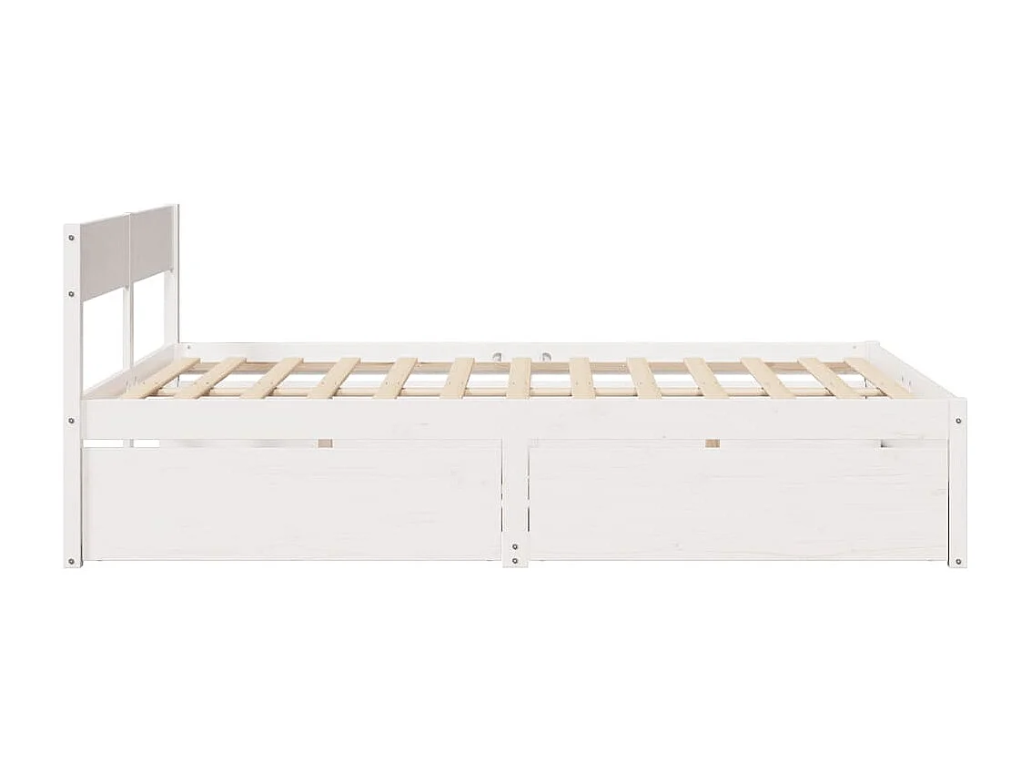 Cama c/ gavetas 150x200 cm pinho maciço branco PT347905
