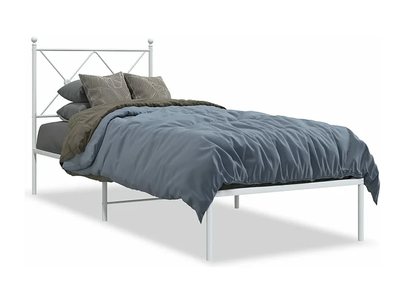 Cama com cabeceira 80x200 cm metal branco PT297055