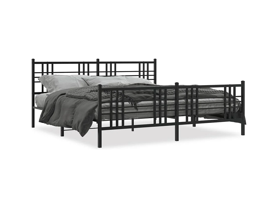 Cama matrimonial- 183x213 cm cabecero y estribo metal negro ES730563