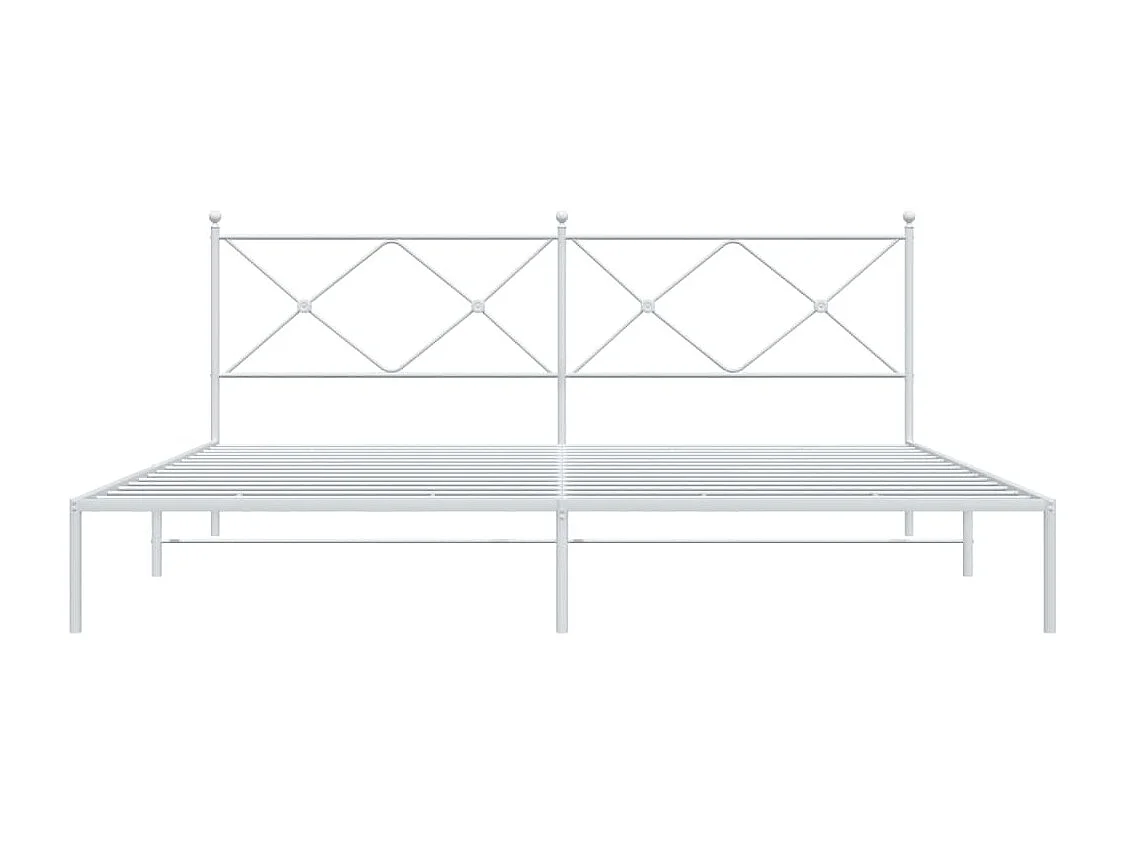 Lit double métal + tête de lit blanc 193x203 cm FR29720