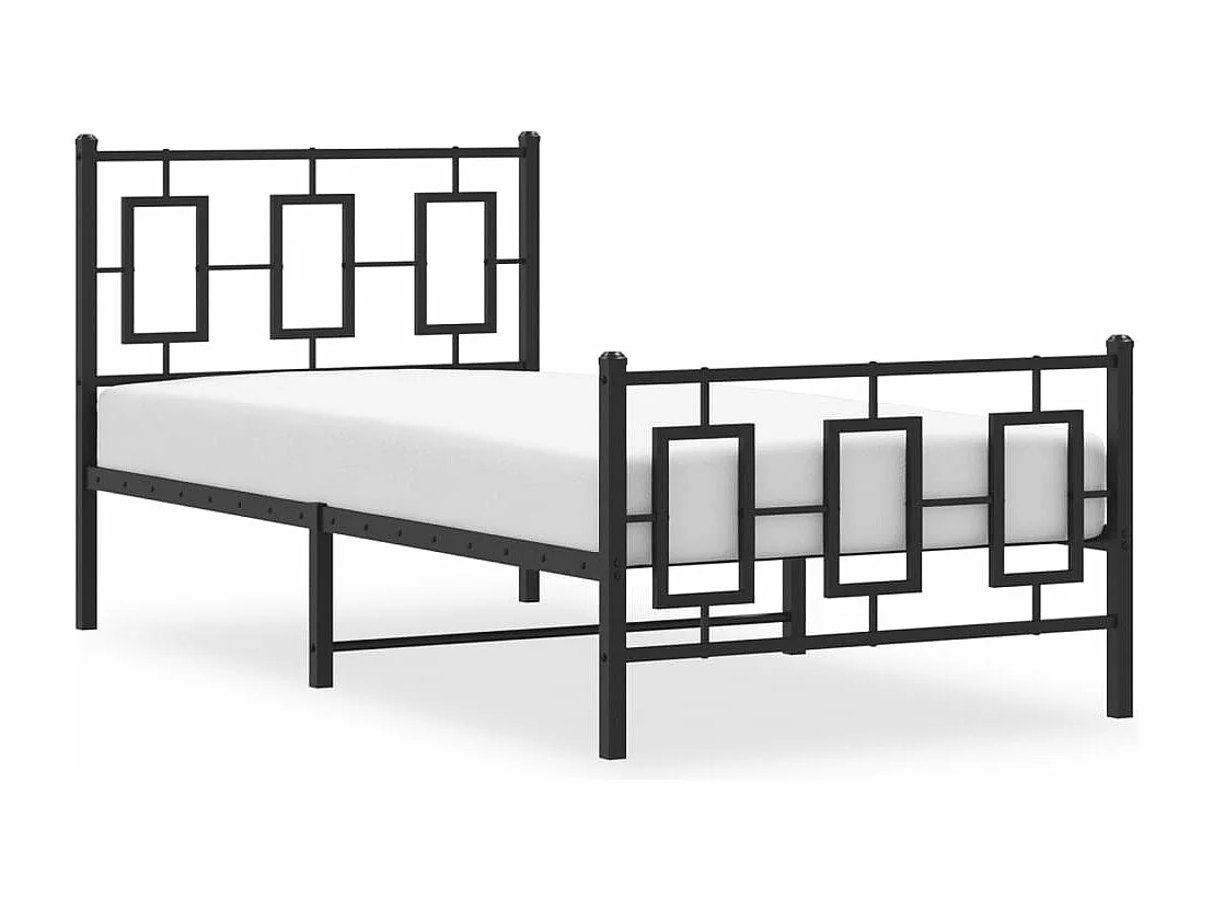 Cama com cabeceira e pés 90x190 cm metal preto PT368611