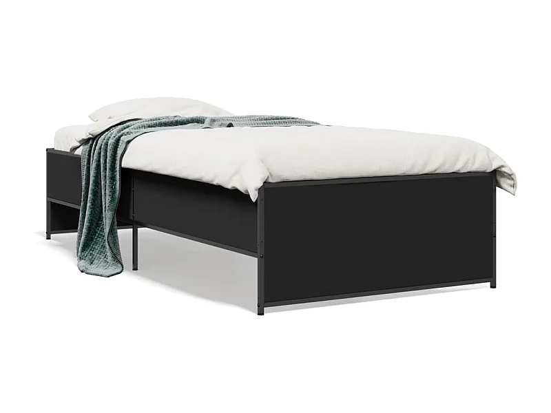 Cama individual- 75x190 cm madera de ingeniería y metal negra ES712222