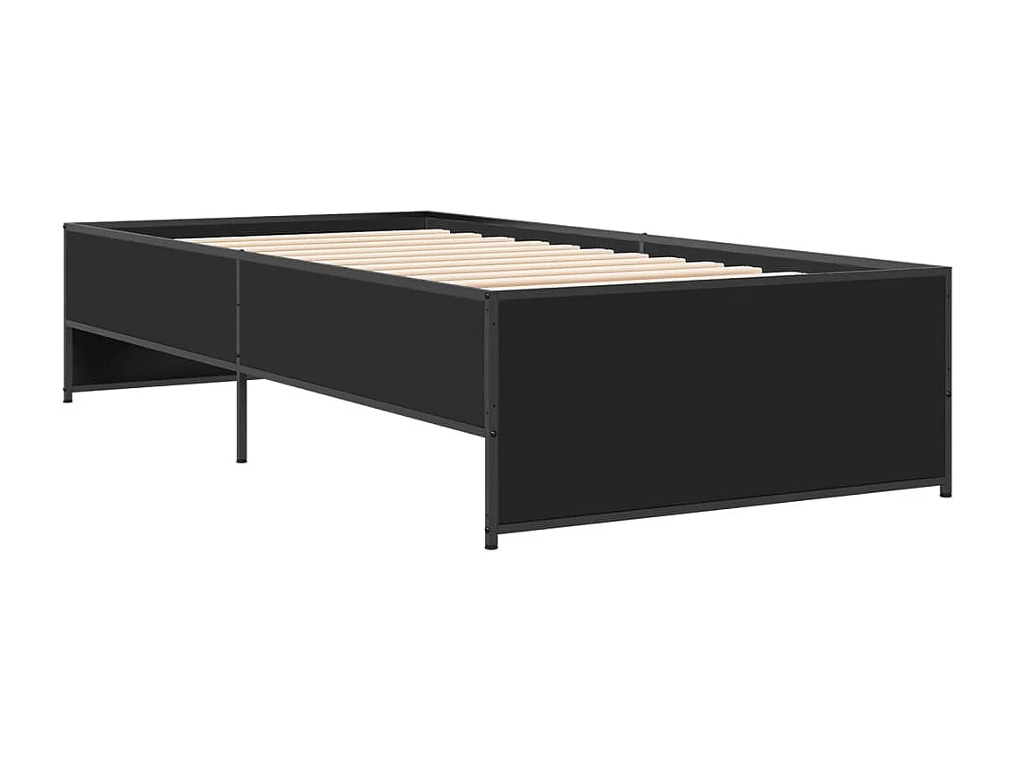 Cama individual- 75x190 cm madera de ingeniería y metal negra ES712222