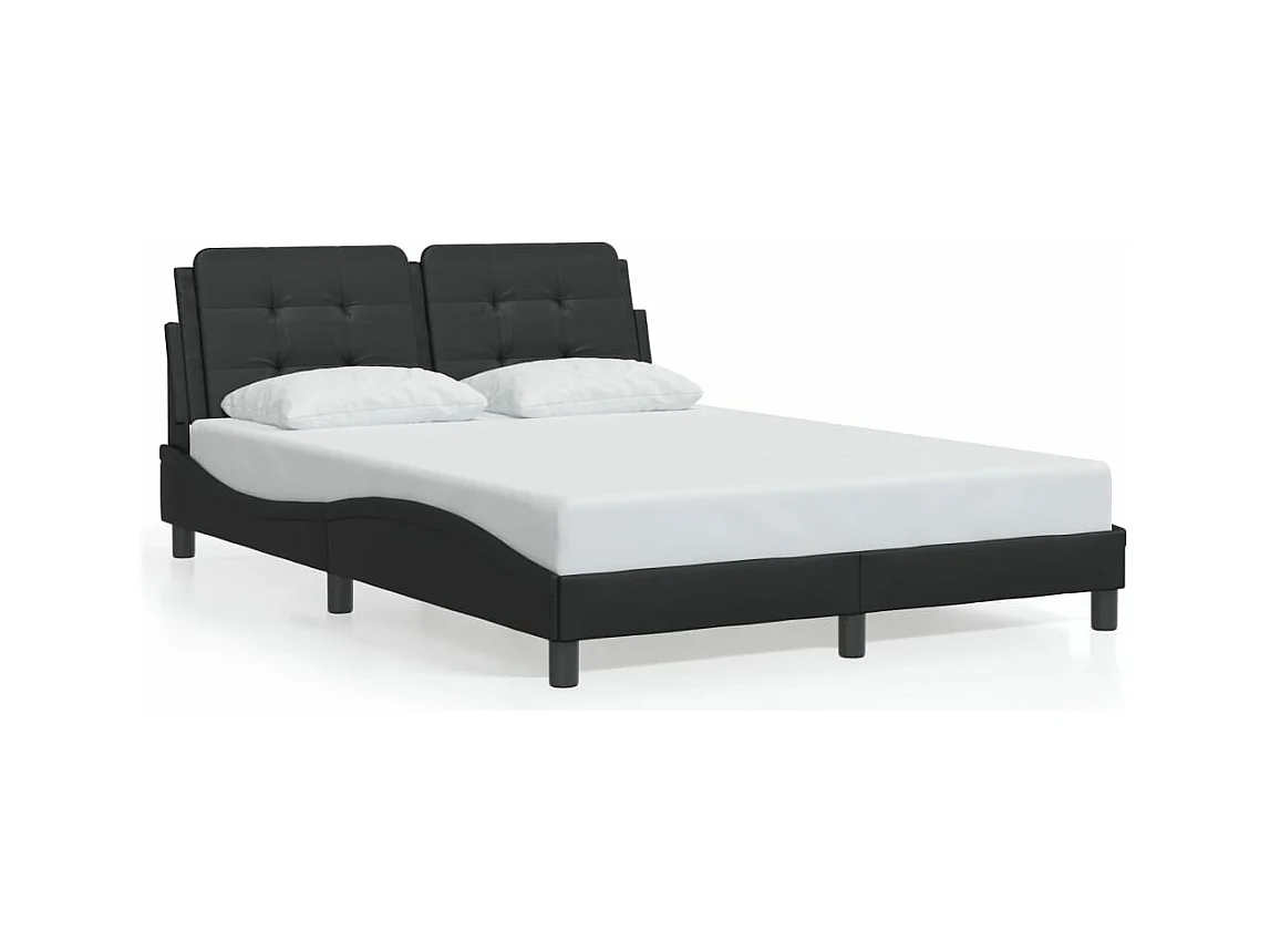 Cama matrimonial- 140x200 cm con luces LED cuero PE negro ES127817