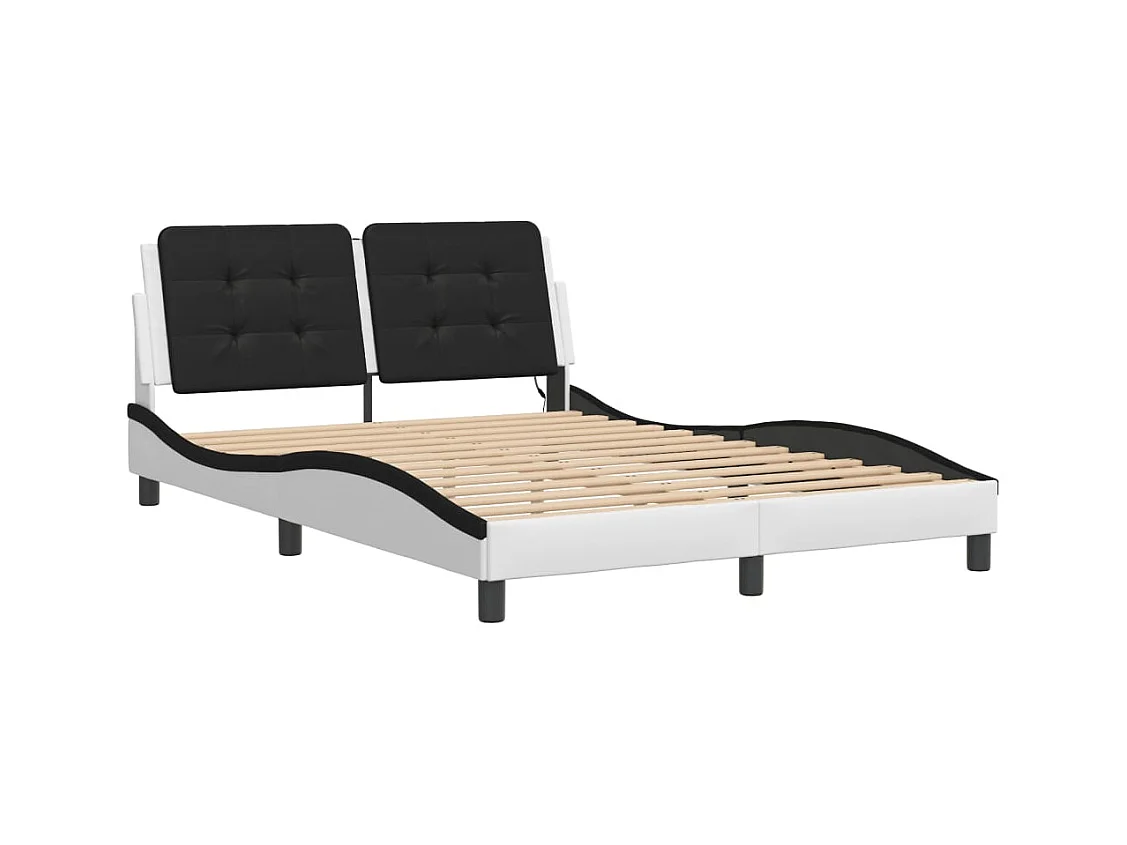 Lit double avec lumières LED blanc noir 120x200 cm similicuir FR94646