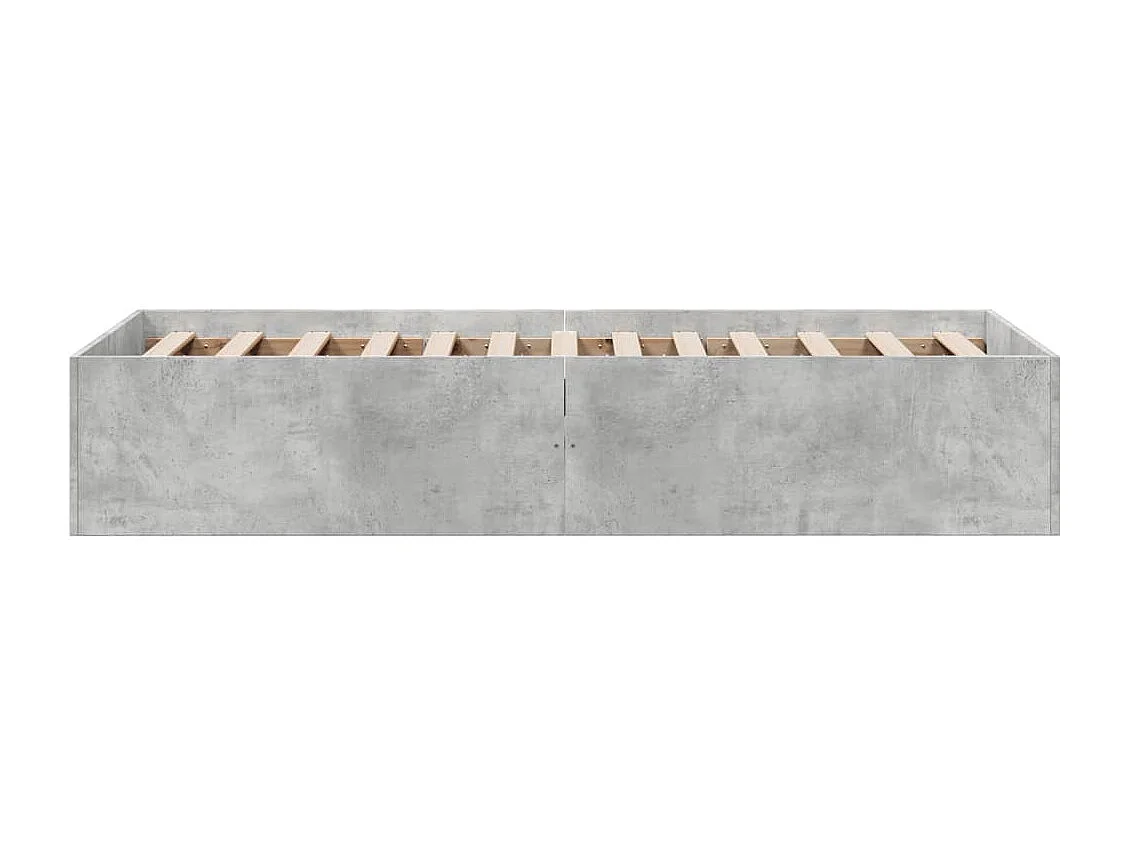 Lit simple gris béton 75x190 cm bois d'ingénierie FR77881
