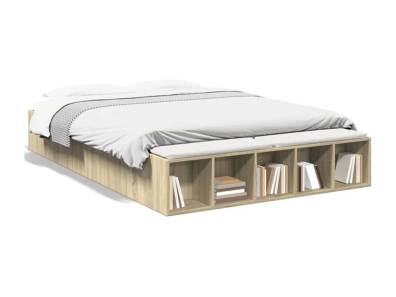 Lit double chêne sonoma 140x200 cm bois d'ingénierie FR70992