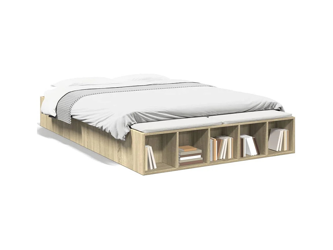 Cama matrimonial- 140x200 cm madera de ingeniería roble Sonoma ES636110