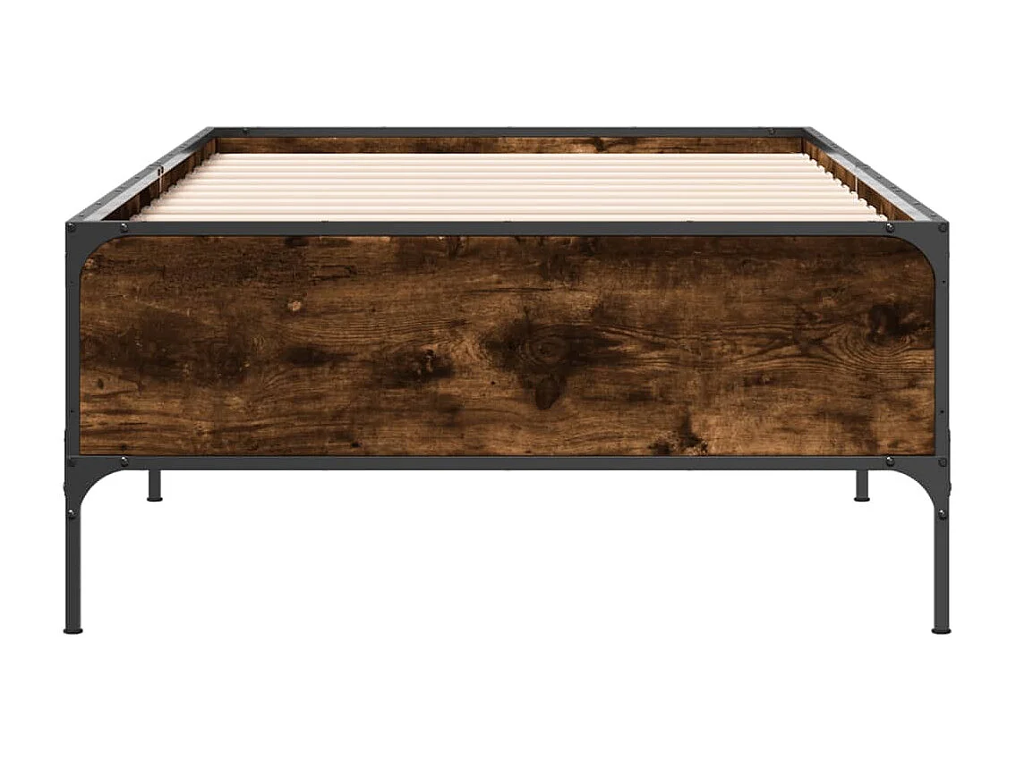 Lit simple chêne fumé 90x190 cm bois d'ingénierie et métal FR89992