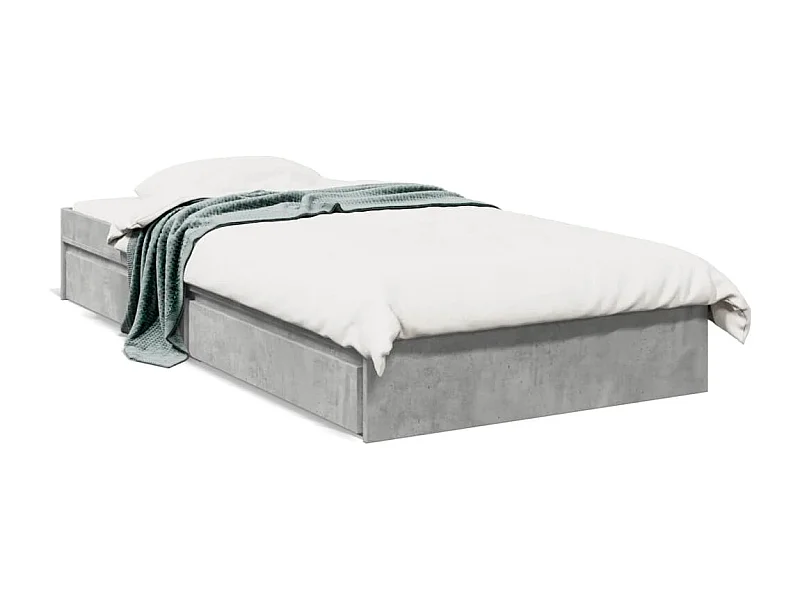 Cama 90x190 cm con cajones madera ingeniería gris hormigón ES519458