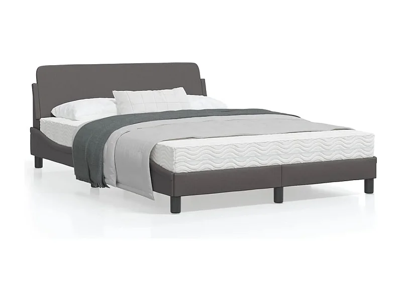 Bedframe met hoofdbord kunstleer grijs 140x190 cm BE420720