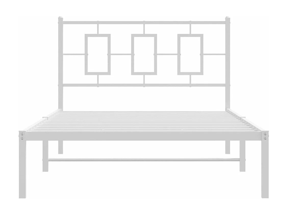 Cama em metal com cabeceira 107x203 cm branco PT208757