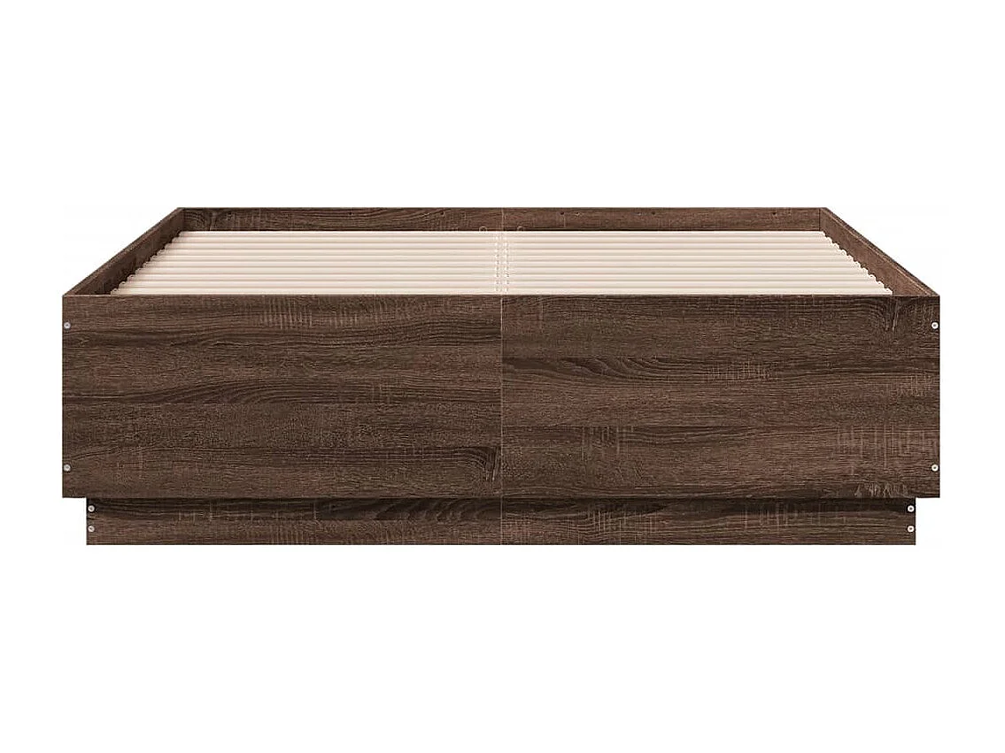 Lit double chêne marron 140x190 cm bois d'ingénierie FR45217