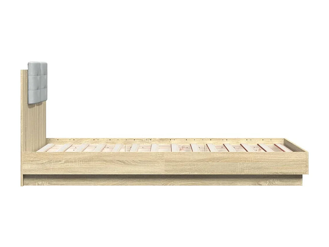 Bedframe met hoofdbord bewerkt hout sonoma eiken 75x190 cm BE527061