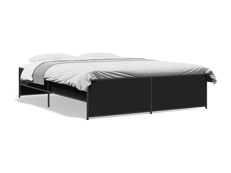 Cama matrimonial- 160x200cm madera de ingeniería y metal negro ES690480