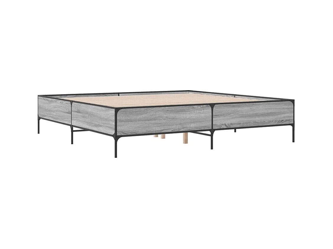 Lit double sonoma gris 200x200 cm bois d'ingénierie et métal FR88052