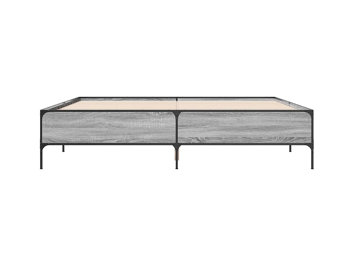 Lit double sonoma gris 200x200 cm bois d'ingénierie et métal FR88052