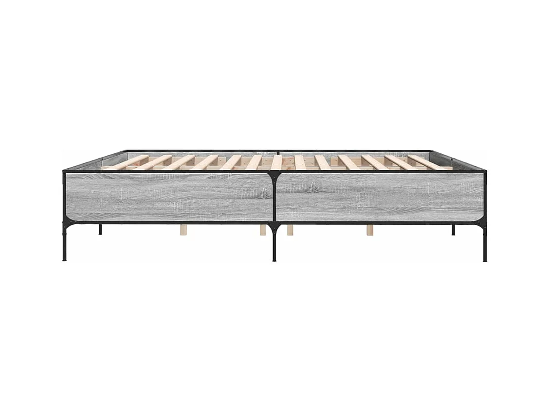 Lit double sonoma gris 200x200 cm bois d'ingénierie et métal FR88052